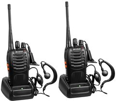 Arcshell Radios rechargeables longue portée à deux canaux avec écouteur 2 Pack UHF 400-470Mhz Talkie Walkie