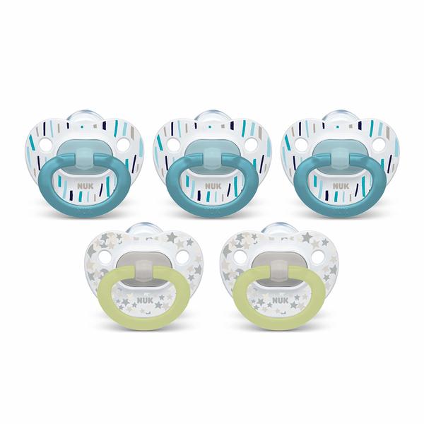 NUK Orthodontic Pacifiers, 0-6 Months and 6-18 Months, 5-Pack