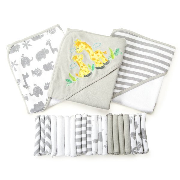 Ensemble de 23 pièces Spasilk - Serviettes et gants de toilette pour bébé - Nouveau-né garçon ou fille - Cadeau de douche pour bébé