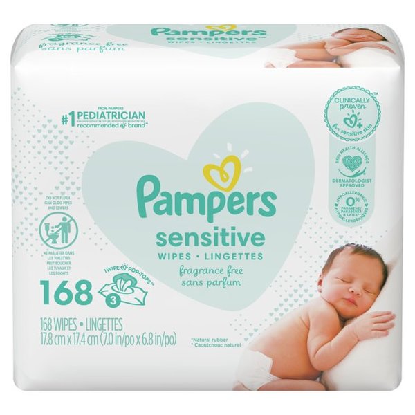 Pampers Sensitive Baby Wipes, 3X Pop-top Packs, 168 Ct 