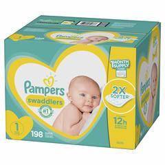 Pampers - Couches Swaddlers - Taille 1 (1 boîte - 198 couches)