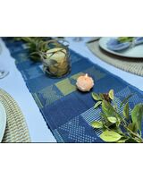 RADIAL-Turquoise woven loincloth table runner